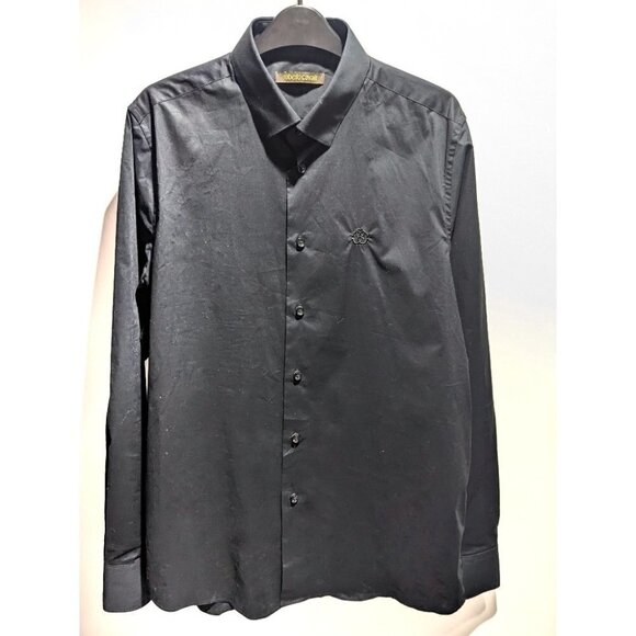 Roberto Cavalli | Camicia Comfort Fit Monogram Shirt in Black - Picture 5 of 13
